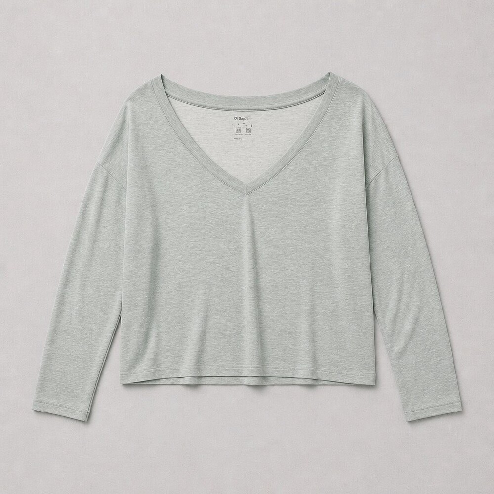 GapFit Large Light Green Cotton Polyester Long Sleeve Top